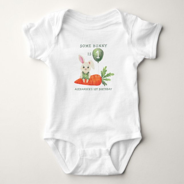 Ein Häschen wird ein Jahr alt Baby Strampler (Vorderseite)
