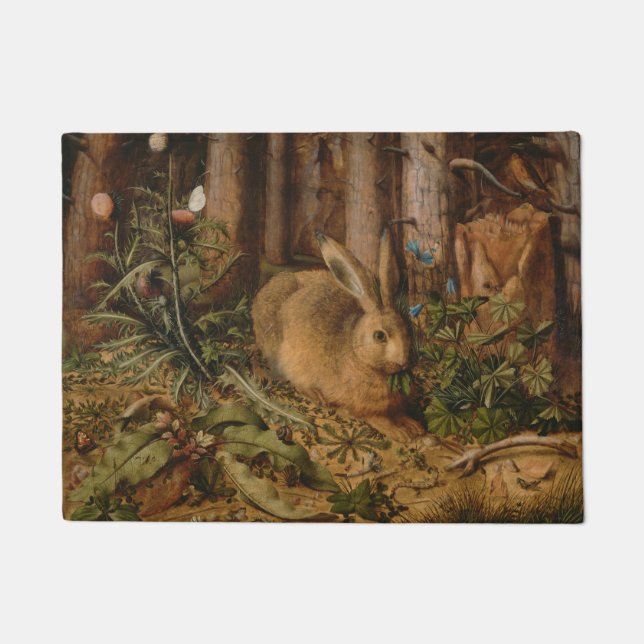 Ein Hase im Wald von Hans Hoffmann Fußmatte (Vorderseite)