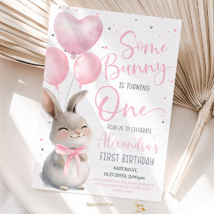 Ein Hase ist ein Schleifen-Hase zum 1. Geburtstag Einladung
