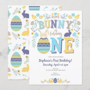 Ein Hase ist eins, Frühling, Ostern Geburtstag Einladung