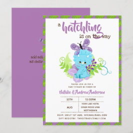 Ein Hatchling ist unterwegs mit Dinosaurier Babydu Einladung