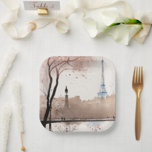 Ein Hauch von Paris - Aquarell - Pappteller