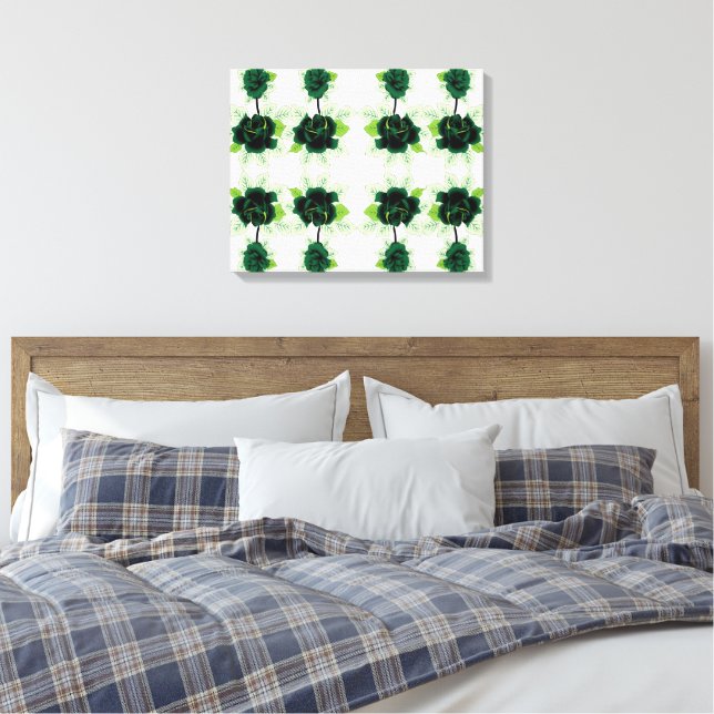 ein Haufen grüner Blume auf weißem Hintergrund Leinwanddruck (Insitu (Schlafzimmer))