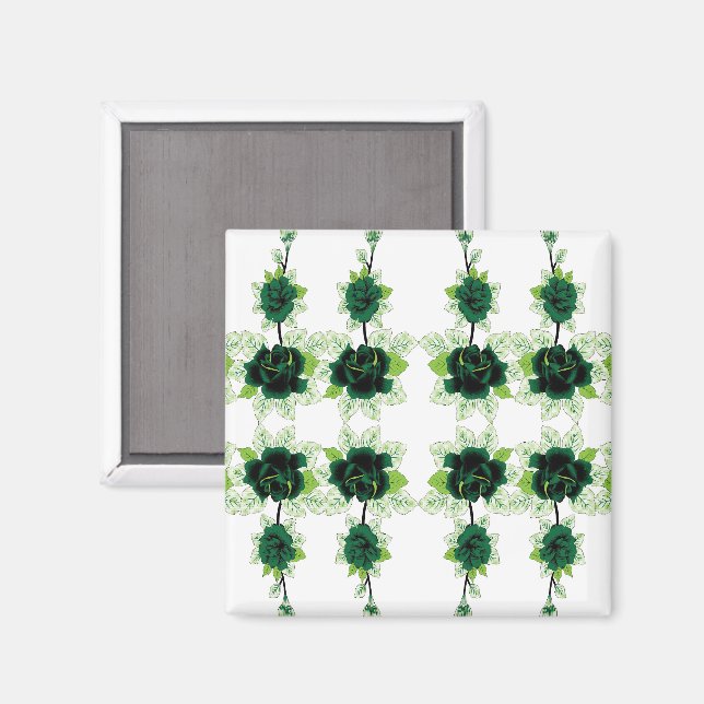 ein Haufen grüner Blume auf weißem Hintergrund Magnet (Vorderseite/Rückseite)