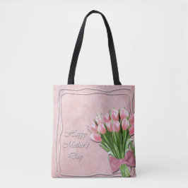 Ein Haufen rosa Tulips Muttertag Tote Tasche