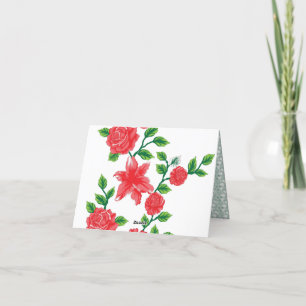 ein Haufen roter Blume auf weißem Hintergrund Dankeskarte
