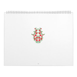 ein Haufen roter Blume auf weißem Hintergrund Kalender