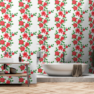 ein Haufen roter Blume auf weißem Hintergrund Tapete