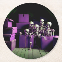 Ein Haufen Spooky Skelette in lila! Untersetzer