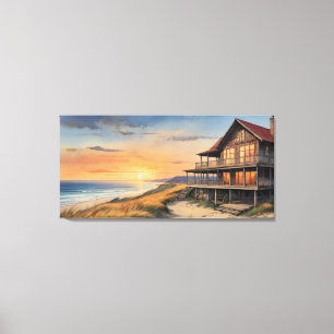 ein Haus am Strand Leinwanddruck