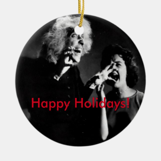 Ein Haus auf Spuk Hügel-Weihnachten! Keramikornament (Vorne)