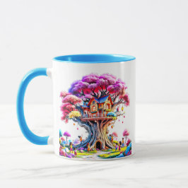 Ein Haus, das in einem magischen Baum vergraben is Tasse