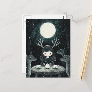 Ein heidnisches Vollmond-Picknick mit Hirschen Postkarte