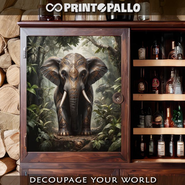 Ein heiliger Elefant in goldenen Gewölben im Dschu Seidenpapier (Von Creator hochgeladen)