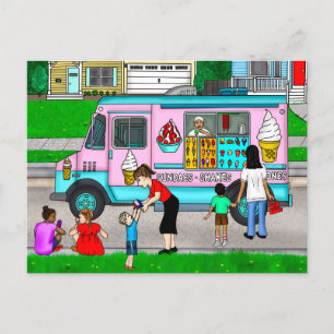 Ein heißer Sommertag   Eine Illustration Postkarte