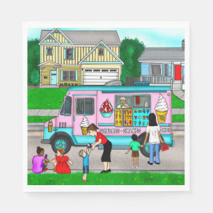 Ein heißer Sommertag   Eine Illustration Serviette