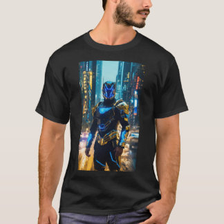 ein Held erhebt sich über und bewacht die Stadt vo T-Shirt