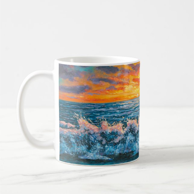 Ein heller Sonnenuntergang während eines Sturms. E Kaffeetasse (Links)