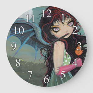 Ein Herbstblatt-Gothik-Fee-Vampir-Uhr Große Wanduhr