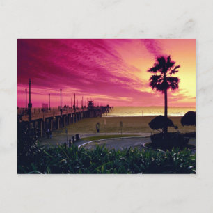 Ein herrlicher Sonnenuntergang am Pier, Huntington Postkarte