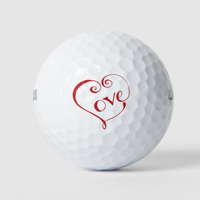 Ein Herz aus Liebe in Rot Golfball (Vorderseite)