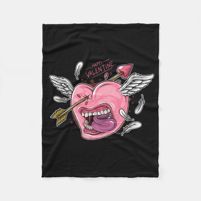 ein Herz der Liebe mit Lippen und Flügeln, die von Fleecedecke (Vorderseite)