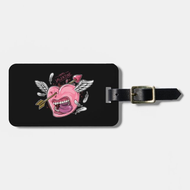 ein Herz der Liebe mit Lippen und Flügeln, die von Gepäckanhänger (Vorderseite horizontal)