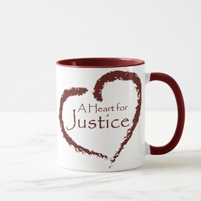 Ein Herz für Gerechtigkeits-Tasse 15 Unze. Tasse (Rechts)