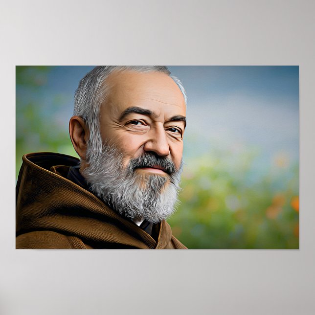 Ein Herz für Gott: Heiliger Padre Pio Poster (Vorne)