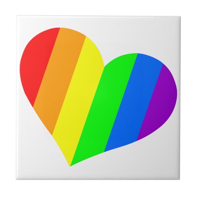 Ein Herz in Regenbogenfarben Fliese (Vorderseite)