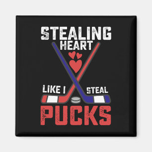 Ein Herz stehlen wie ich Pucks stehle Hockey Valen Magnet