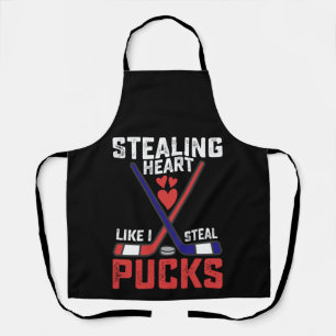 Ein Herz stehlen wie ich Pucks stehle Hockey Valen Schürze
