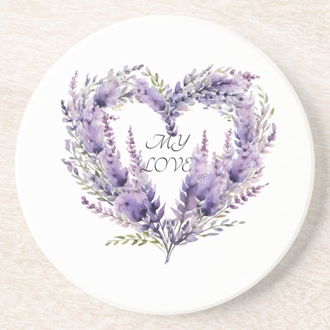 Ein Herz von Lavender. Lila Muster Getränkeuntersetzer (Vorne)