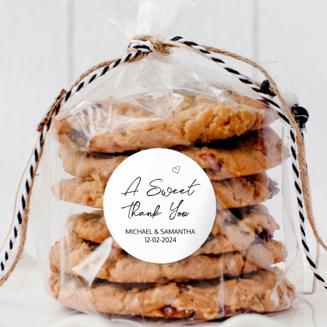 Ein herzlicher Dank für Ihre Gastgeschenk Hochzeit Runder Aufkleber (A sweet thank you personalized favor sticker)
