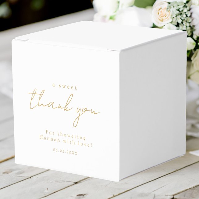 Ein herzliches Dankeschön! Minimal, luxuriös, Brau Geschenkschachtel (Personalized "A sweet thank you!"  Minimal, luxury, bridal shower Favor Boxes with your name & date.)