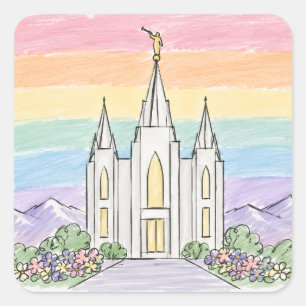 Ein himmlischer Ort des Friedens Schöner LDS-Tem Quadratischer Aufkleber