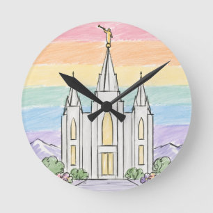 Ein himmlischer Ort des Friedens Schöner LDS-Tem Runde Wanduhr