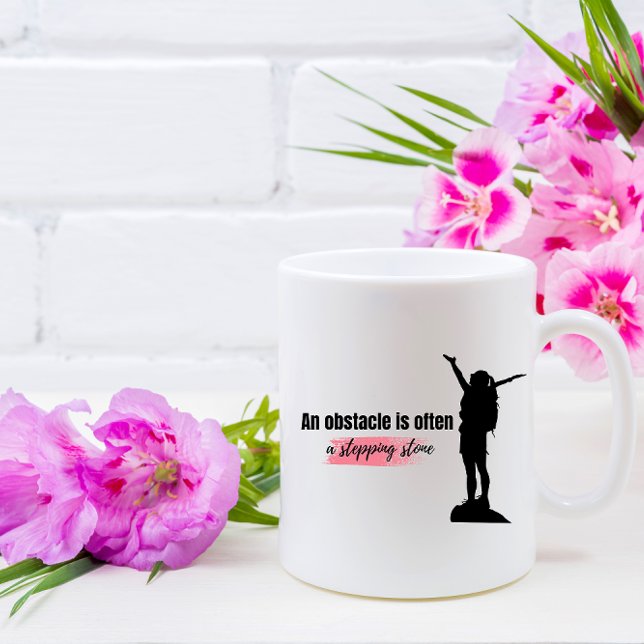 Ein Hindernis ist oft ein Steppstein Zitat Kaffeetasse (Von Creator hochgeladen)