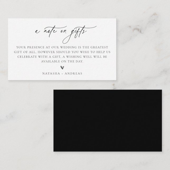 Ein Hinweis auf Geschenke mit Hochzeitskarte Begleitkarte (Vorne/Hinten)