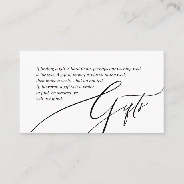 Ein Hinweis auf Hochzeitsgeschenke, modern kreativ Begleitkarte (Vorderseite)