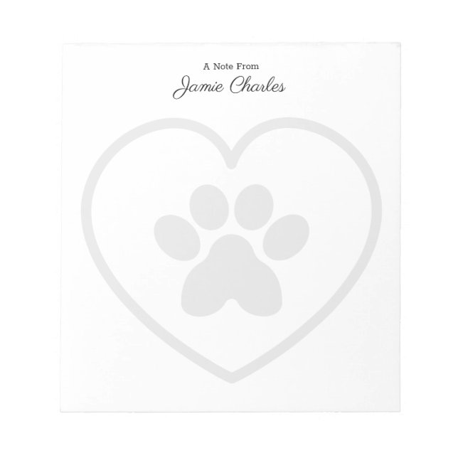 Ein Hinweis aus dem Niedlichen Dog Paw Modern Mono Notizblock (Vorderseite)