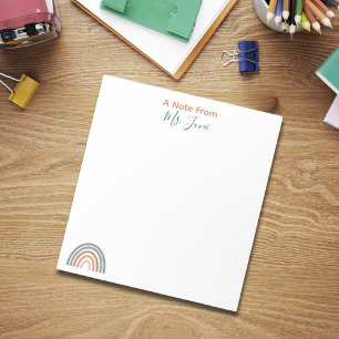 Ein Hinweis aus dem Niedlichen Rainbow-Lehrer-Note Notizblock