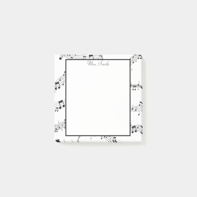 Ein Hinweis aus der Musiknote Whimsiksmuster Musik Post-it Klebezettel (Vorderseite)