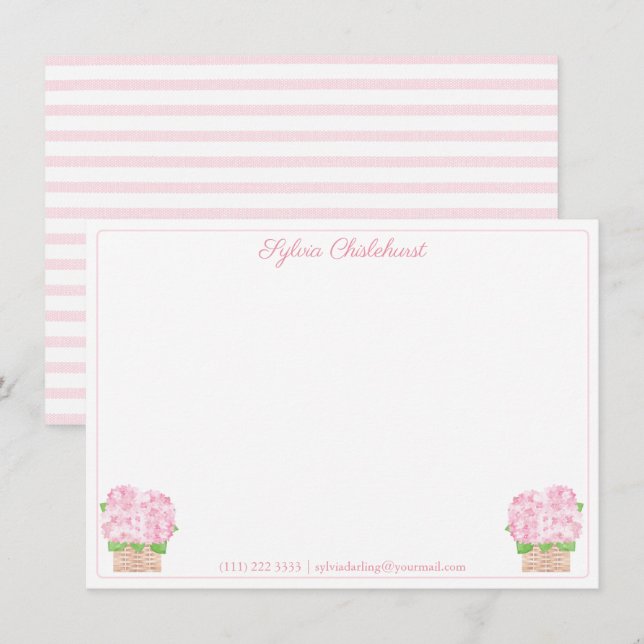 Ein Hinweis aus Hübschem, rosa Hydrangeas Babydusc Dankeskarte (Vorne/Hinten)
