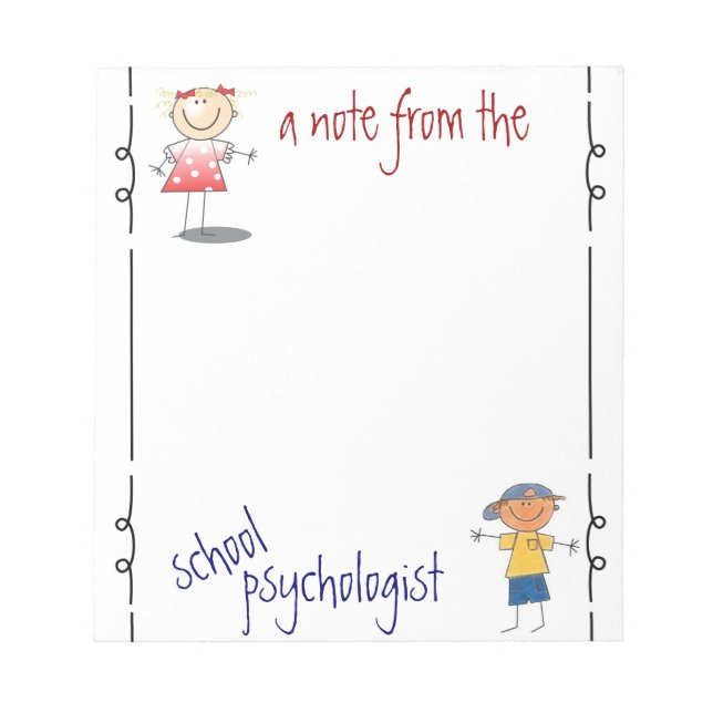 Ein Hinweis des Psychologen der Schule (Notizblock Notizblock (Vorderseite)