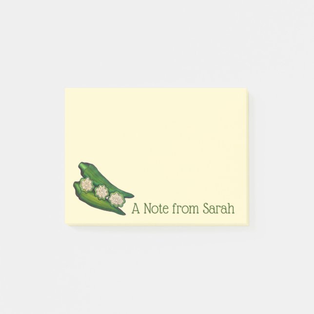 Ein Hinweis vom Personalisierten Okra Southern Foo Post-it Klebezettel (Vorderseite)