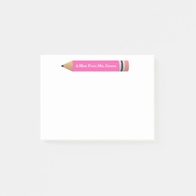 Ein Hinweis von Lehrer Pink Stift Post Notiz (Vorderseite)