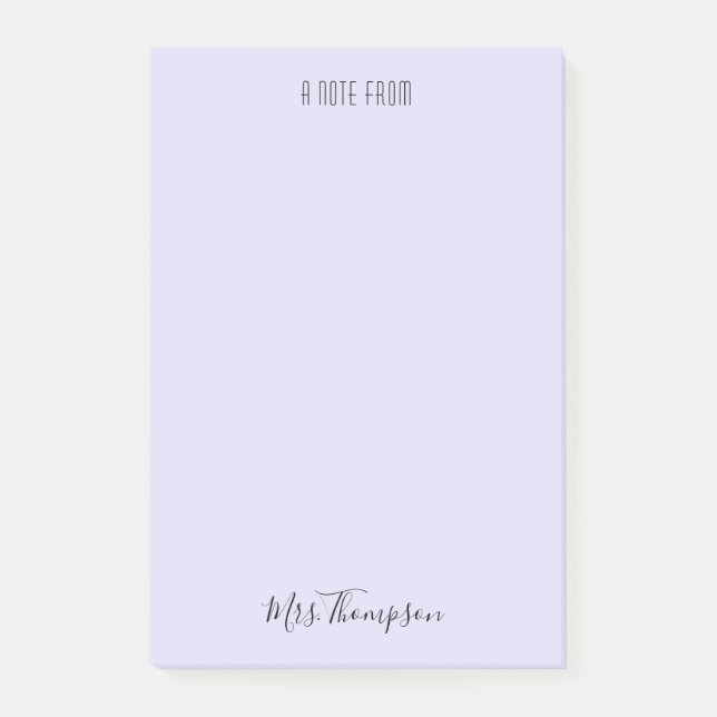 Ein Hinweis von Lila Lehrer-Name Post - Hinweise Post-it Klebezettel (Vorderseite)