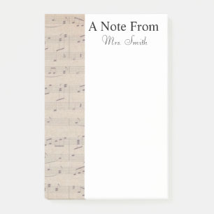 Ein Hinweis von Musiker aus der Vintagen Musiknote Post-it Klebezettel