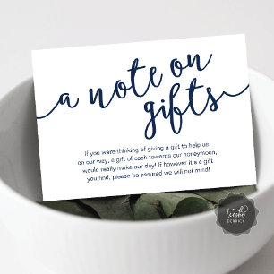 Ein Hinweis zu Geschenken, Bargeldwünsche für den  Begleitkarte